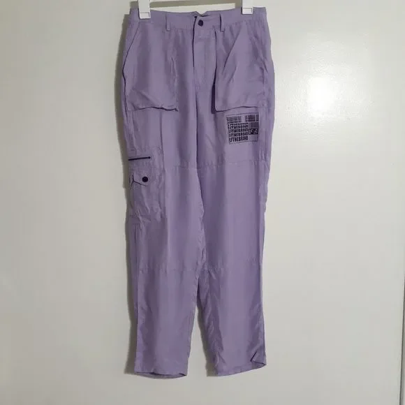 LF the Brand Lavender Purple High Waisted Cargo Pants 00 or 2 NWOT - Picture 2 of 7